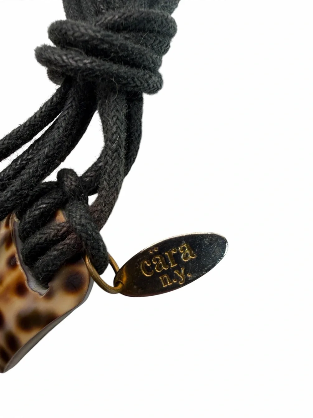 Cara NY Tortoiseshell Cord Belt + Tan Macrame Beaded Tie Belt Set